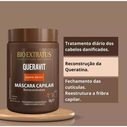 Imagem de Kit Cronograma Capilar Bioextratus 3 Máscaras 1kg( Jaborandi, Umectante, Queravit)