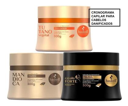 Imagem de Kit Cronograma Capilar Haskell para Cabelos Danificados Hidratação, Reconstrução, Nutrição