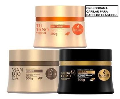 Imagem de Kit Cronograma Capilar Haskell para Cabelos Elásticos Hidratação, Reconstrução, Nutrição