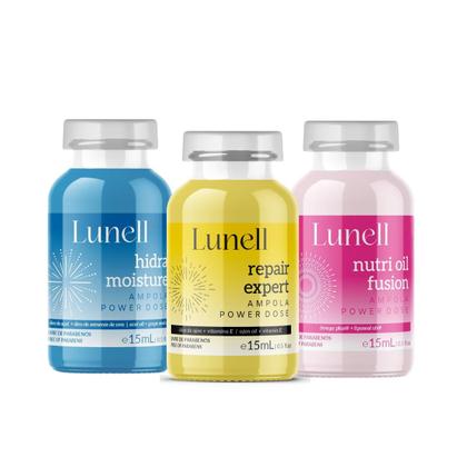 Imagem de Kit Cronograma Capilar Lunell + Leave-in Spray Multifuncional Antifrizz (4 Produtos)