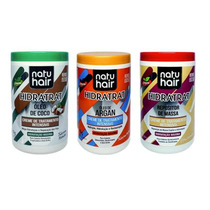 Imagem de Kit Cronograma Capilar Óleo de Coco + Óleo de Argan + Repositor de massa NatuHair