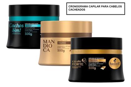 Imagem de Kit Cronograma Capilar para Cabelos Cacheados Hidratação, Reconstrução, Nutrição