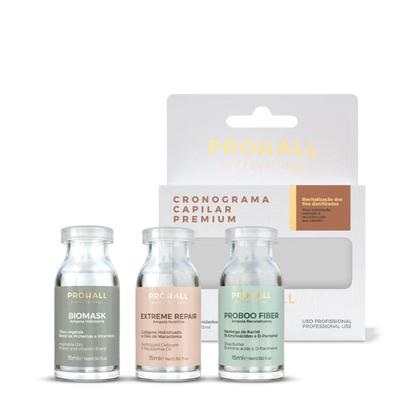 Imagem de Kit Cronograma Capilar Premium Hidratação Nutrição e Reconstrução  ProHall Professional