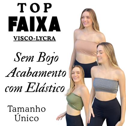 Imagem de Kit Cropped Faixa Frente Dupla Confortável Sem Bojo Tamanho Único Várias Cores Primavera Verão 3033K