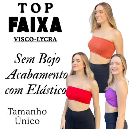 Imagem de Kit Cropped Faixa Frente Dupla Confortável Sem Bojo Tamanho Único Várias Cores Primavera Verão 3033K