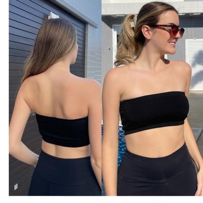 Imagem de Kit Cropped Faixa Frente Dupla Confortável Sem Bojo Tamanho Único Várias Cores Primavera Verão 3033K