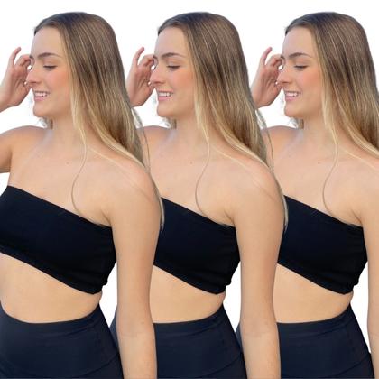 Imagem de Kit Cropped Faixa Frente Dupla Confortável Sem Bojo Tamanho Único Várias Cores Primavera Verão 3033K