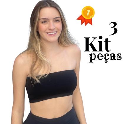Imagem de Kit Cropped Faixa Frente Dupla Confortável Sem Bojo Tamanho Único Várias Cores Primavera Verão 3033K