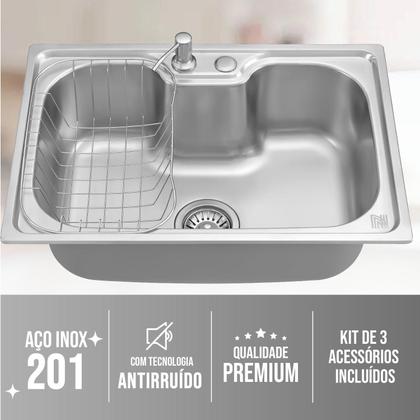 Imagem de Kit Cuba Aço Inox C/ Torneira Flexível Gourmet Cozinha