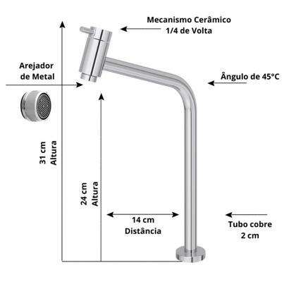 Imagem de Kit cuba chanfrada 47cm com torneira link cromada e válvula click up p/ banheiros e lavabos - várias cores