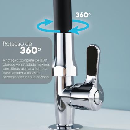 Imagem de Kit Cuba Cozinha Gourmet Inox C/ Torneira Bancada 2 Jatos