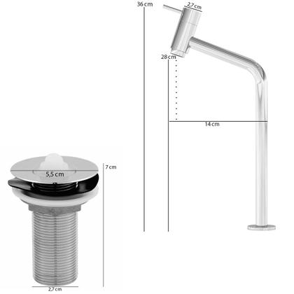 Imagem de Kit Cuba de Apoio Redonda C01 R30W Banheiro Lavabo com Torneira Válvula Cromado - Lyam Decor