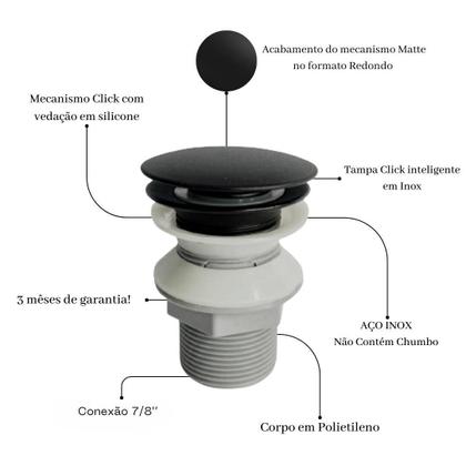 Imagem de  Kit Cuba de Vidro para Banheiro Lavabo com Torneira Link Preta e Válvula Click Inclusa - Vários Formatos