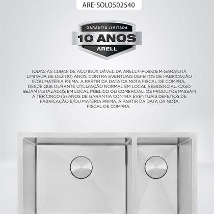 Imagem de Kit Cuba Dupla Gourmet com Acessórios Solo 50x25x40 e Válvulas e Escorredor e Tampas Decorativas Arell