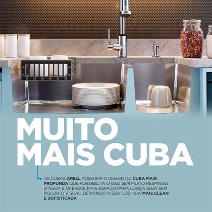 Imagem de Kit Cuba Dupla Gourmet com Acessórios Solo 50x25x40 e Válvulas e Escorredor e Tampas Decorativas Arell