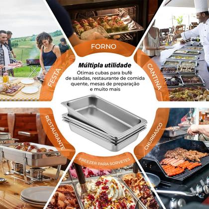 Imagem de Kit Cuba Gastronômica Inox Gn 1/6 150mm Com Tampa Gn 1/6