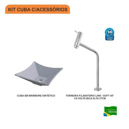Imagem de Kit Cuba L30 C/Torneira Link 1062 Metal 1/4 Volta