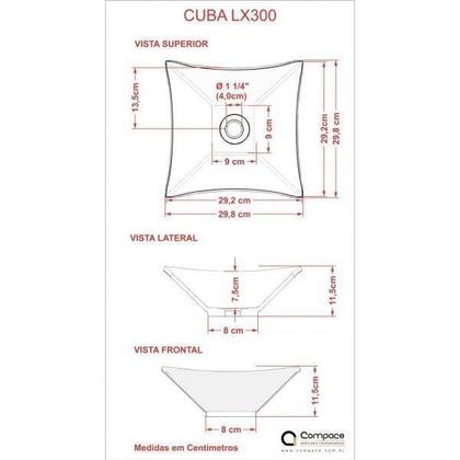 Imagem de Kit Cuba L30 com Torneira Link 1062 Metal e Válvula Click 1''G + Sifão Cromado e Flexível Compace