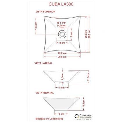 Imagem de Kit Cuba L30 Torneira Link 1062 Metal Válvula 1 Polegada Sifão Pvc Flexível Compace