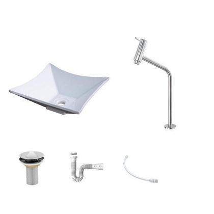 Imagem de Kit Cuba L30 Torneira Link 1062 Metal Válvula 1 Polegada Sifão Pvc Flexível Compace