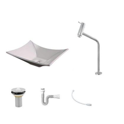 Imagem de Kit Cuba L38 Torneira Link 1062 Metal Válvula 1 Polegada Sifão Pvc Flexível Compace