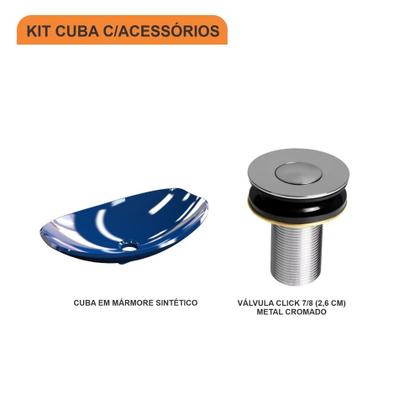 Imagem de Kit Cuba L45 C/Válvula Click Botão 1''B (2,6cm)