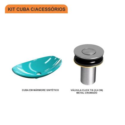 Imagem de Kit Cuba L45 C/Válvula Click Botão 1''B (2,6cm)