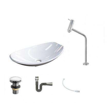 Imagem de Kit Cuba L45 com Torneira 1062 Metal e Válvula Click 1"g + Sifão Cromado e Flexível