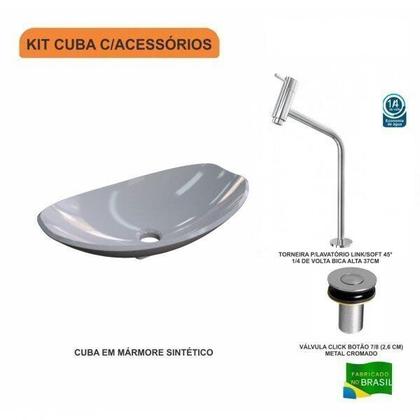 Imagem de Kit Cuba L45 com Torneira Link 1062 Metal e Válvula Click 1''b Compace