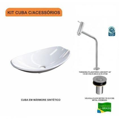 Imagem de Kit Cuba L45 com Torneira Link 1062 Metal e Válvula Click 1''b Compace