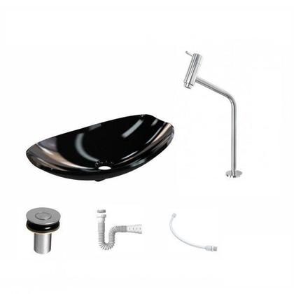 Imagem de Kit Cuba L45 com Torneira Link 1062 Metal e Válvula Click 1"b + Sifão Pvc e Flexível