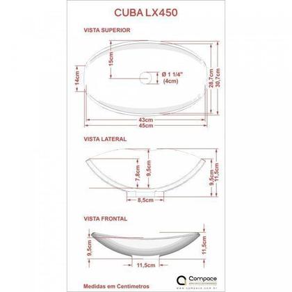 Imagem de Kit Cuba L45 com Torneira Link 1062 Metal e Válvula Click 1"b + Sifão Pvc e Flexível