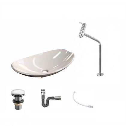 Imagem de Kit Cuba L45 com Torneira Link 1062 Metal e Válvula Click 1"g + Sifão Cromado e Flexível