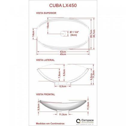 Imagem de Kit Cuba L45 com Torneira Link 1062 Metal e Válvula Click 1"g + Sifão Cromado e Flexível