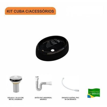 Imagem de Kit Cuba Ov39 C/válvula 1 Polegada e Sifão Pvc e Flexível Compace