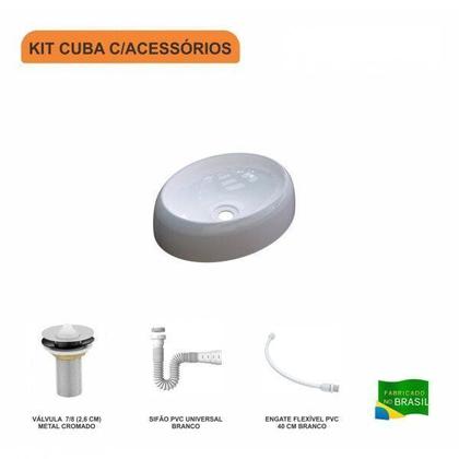 Imagem de Kit Cuba Ov39 C/válvula 1 Polegada e Sifão Pvc e Flexível Compace