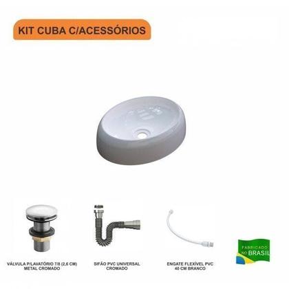 Imagem de Kit Cuba Ov39 com Válvula Click 1 Polegada G e Sifão Cromado e Flexível Compace