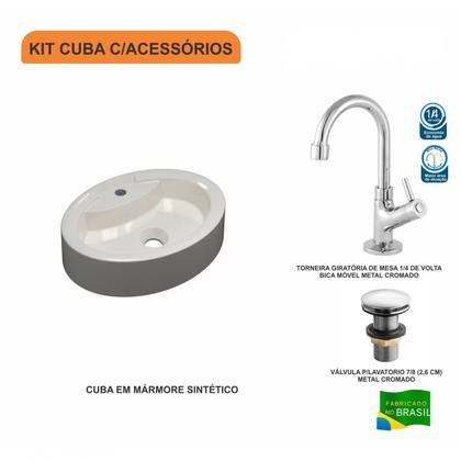 Imagem de Kit Cuba Ov43 com Torneira 1198 Metal e Válvula Click 1 Polegada G Compace