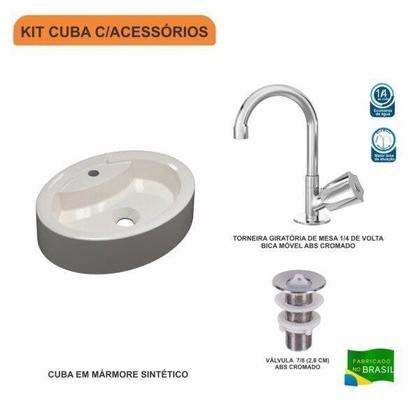 Imagem de Kit Cuba Ov43 com Torneira C50 e Válvula 1 Polegada Abs Compace