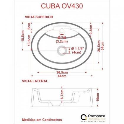 Imagem de Kit Cuba Ov43 com Torneira C50 e Válvula 1 Polegada Abs Compace