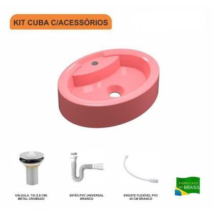 Imagem de Kit Cuba OV43 com Válvula 1 Polegada e Sifão Pvc e Flexível Compace