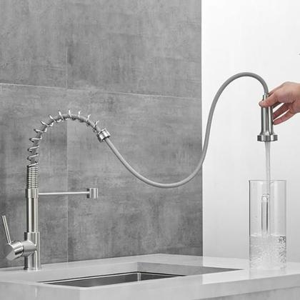 Imagem de Kit Cuba Pia Aço Inox Quadrada Cozinha E Torneira Flexível