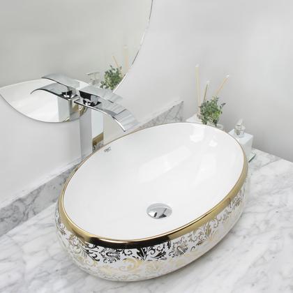 Imagem de Kit Cuba Pia Louça Cerâmica Banheiro C/Torn e Vál Cromada 37