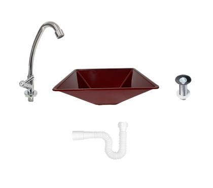 Imagem de Kit Cuba Plástica Transparente Quadrada S/ Aba + Acessórios