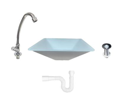 Imagem de Kit Cuba Plástica Transparente Quadrada S/ Aba + Acessórios