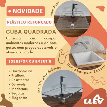 Imagem de Kit Cuba Plástica Transparente Quadrada S/ Aba + Acessórios