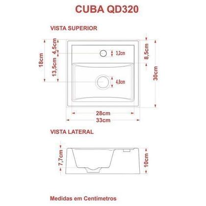 Imagem de Kit Cuba Q32 com Torneira Luxo 1195 e Válvula Click 1"B Compace