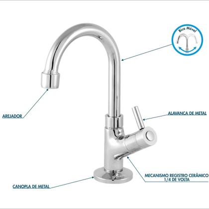 Imagem de Kit Cuba Q355 C/Torneira 1198 Metal + Válvula Click 1 1/2'' (04cm)