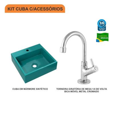 Imagem de Kit Cuba Q395 C/Torneira 1198 Metal 1/4 Volta