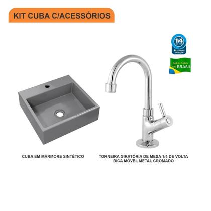 Imagem de Kit Cuba Q395 C/Torneira 1198 Metal 1/4 Volta
